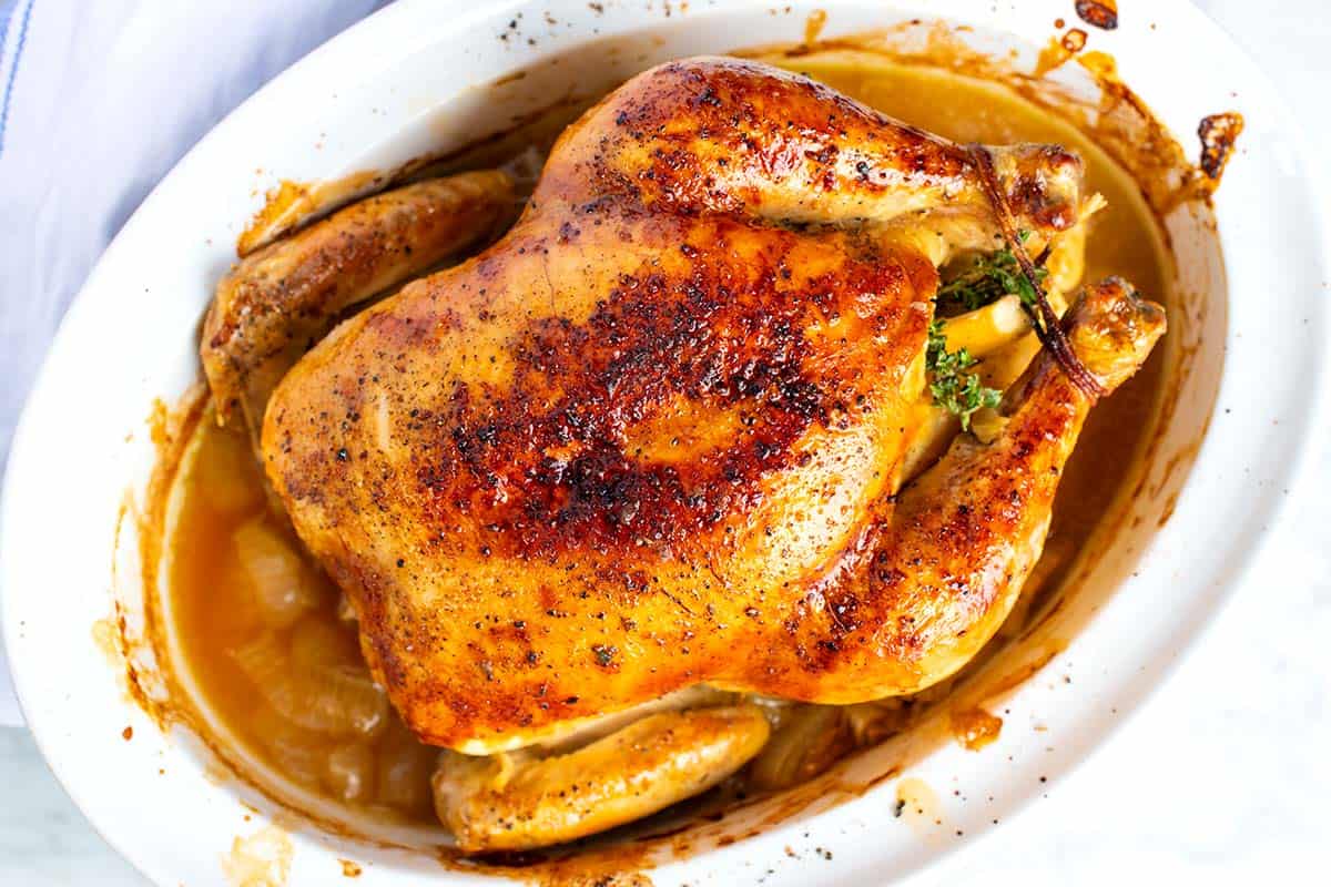 Simple Whole Roasted Chicken Recipe with Lemon