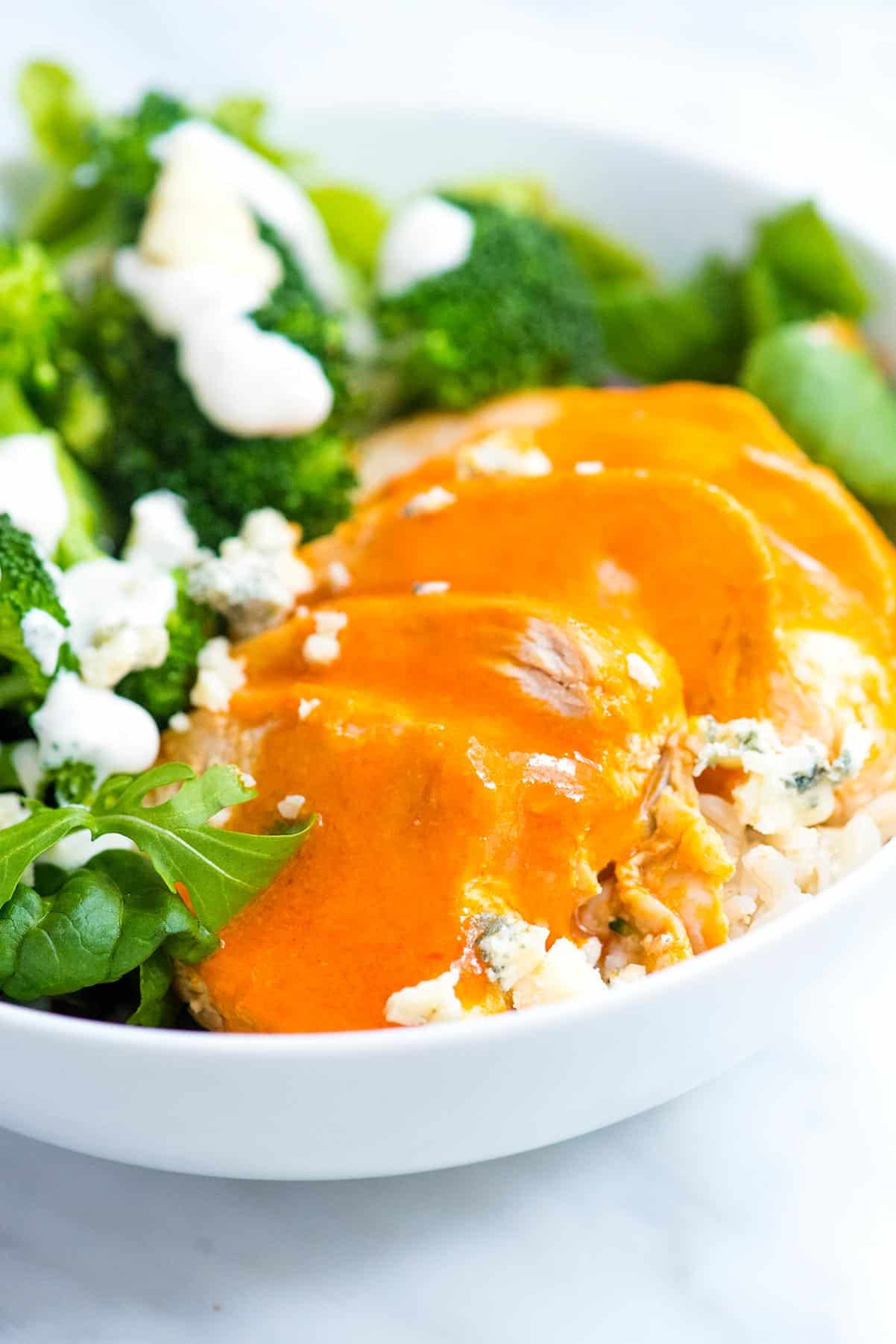 Buffalo chicken rice bowls