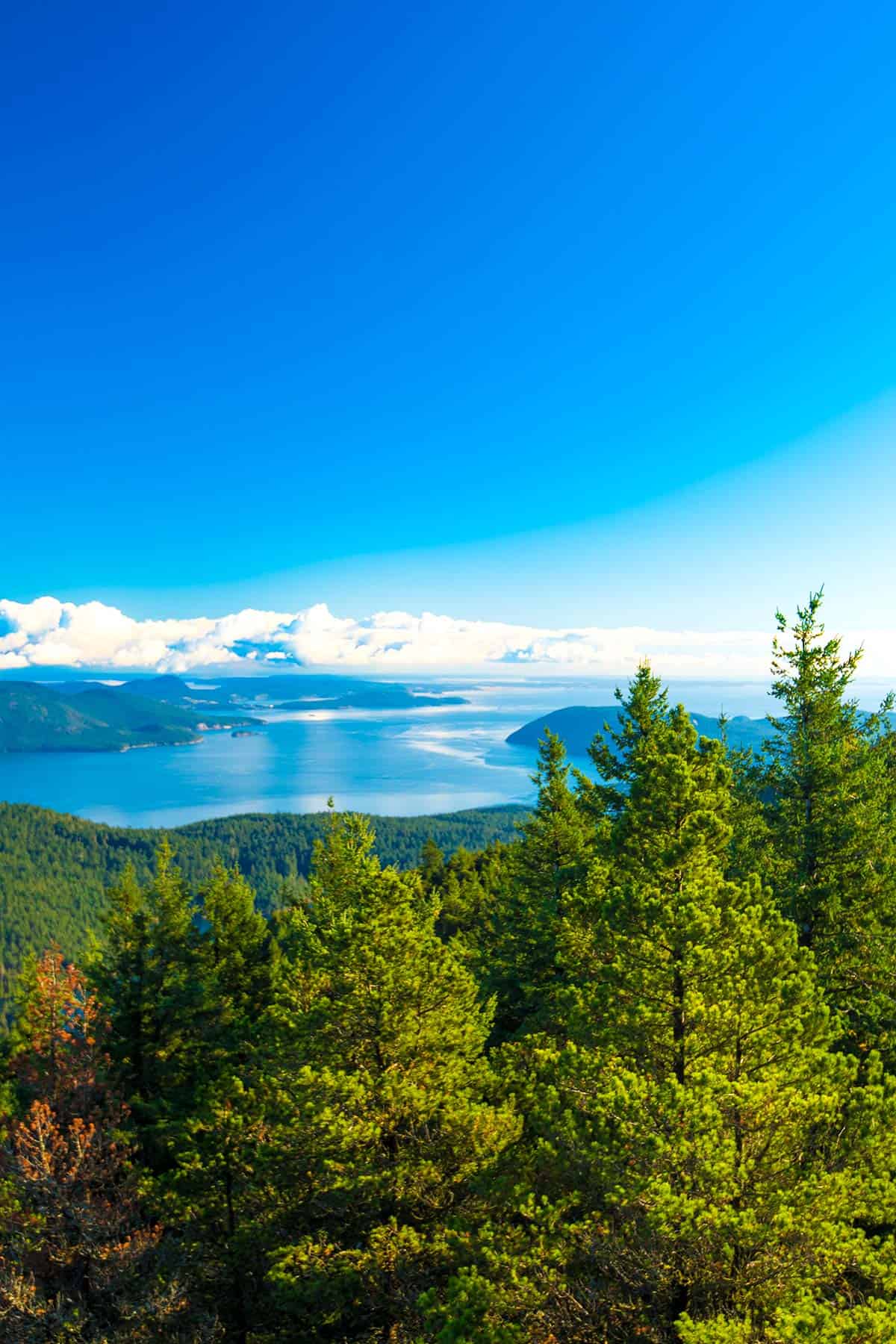 Gorgeous views of the San Juan Islands, Washington from Mt. Constitution