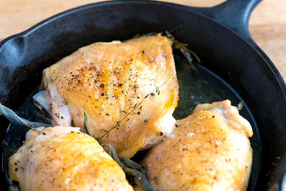 Roasted chicken thighs for the soup