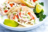 Shredded Chicken Tacos Recipe with Creamy Cilantro Sauce