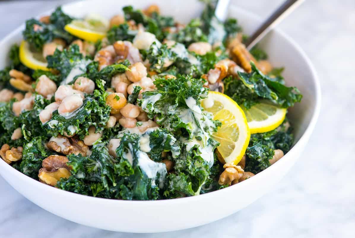 Kale and Bean Salad Recipe with Tahini Dressing