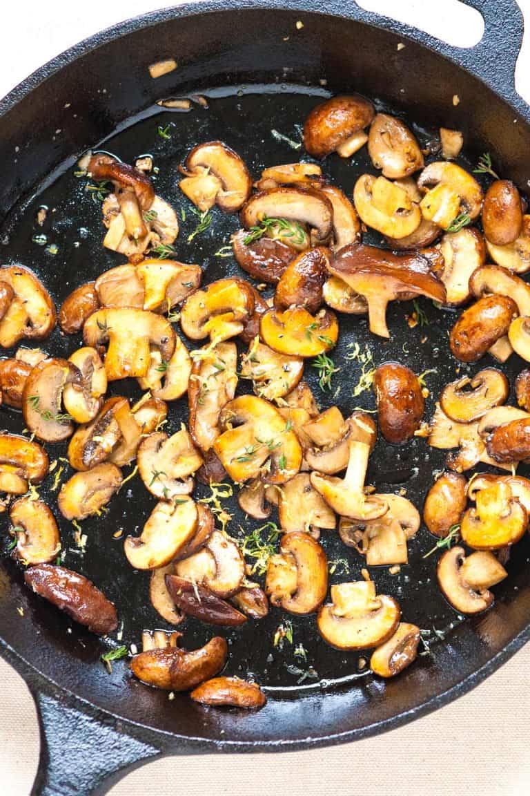 Cooked Mushrooms On A White Plate