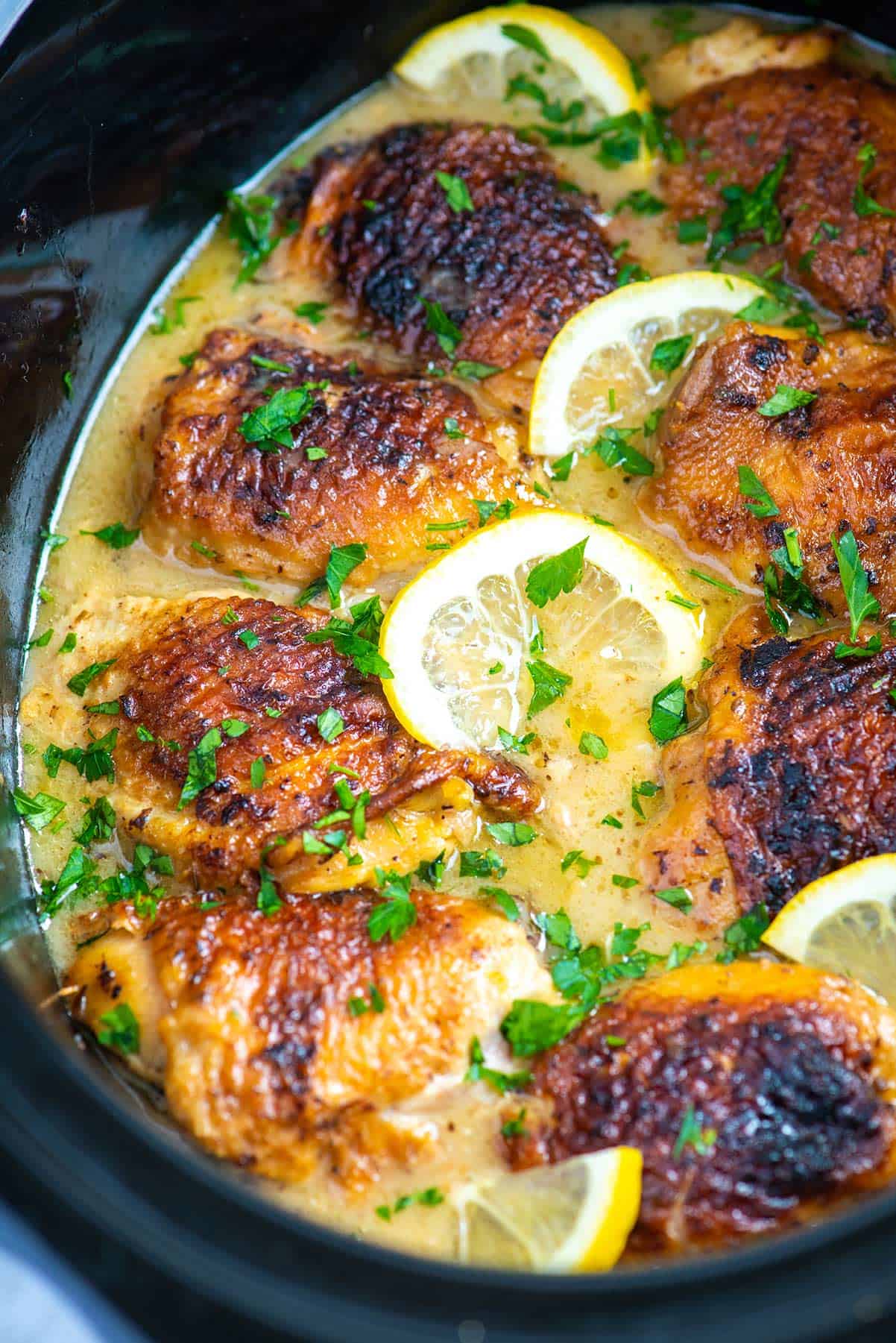 Slow Cooker Lemon Chicken Thighs