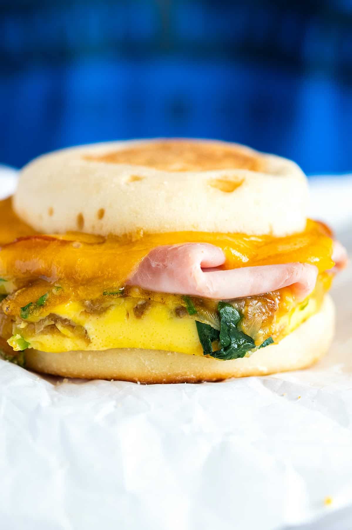 Make Ahead Ham and Veggie Breakfast Sandwiches