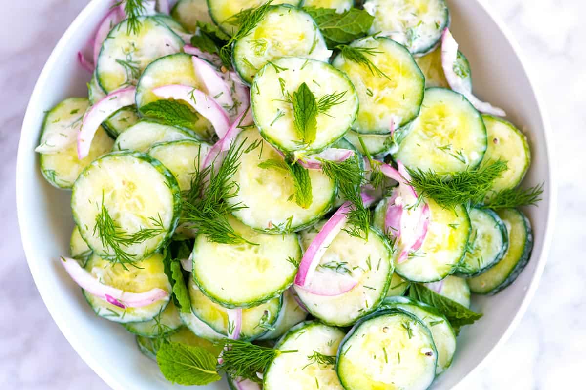 Creamy Tzatziki Cucumber Salad