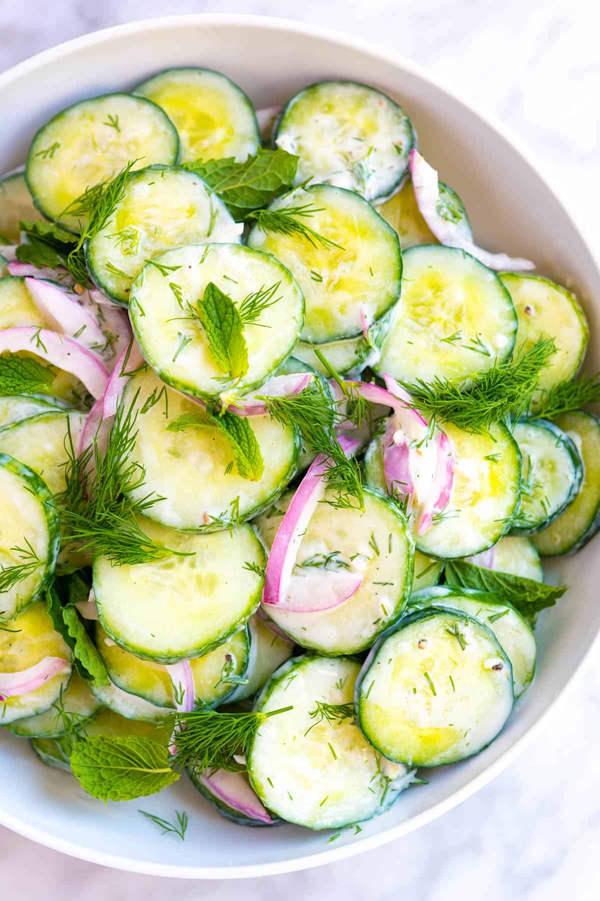 Creamy Cucumber and Onion Salad Recipe with Yogurt