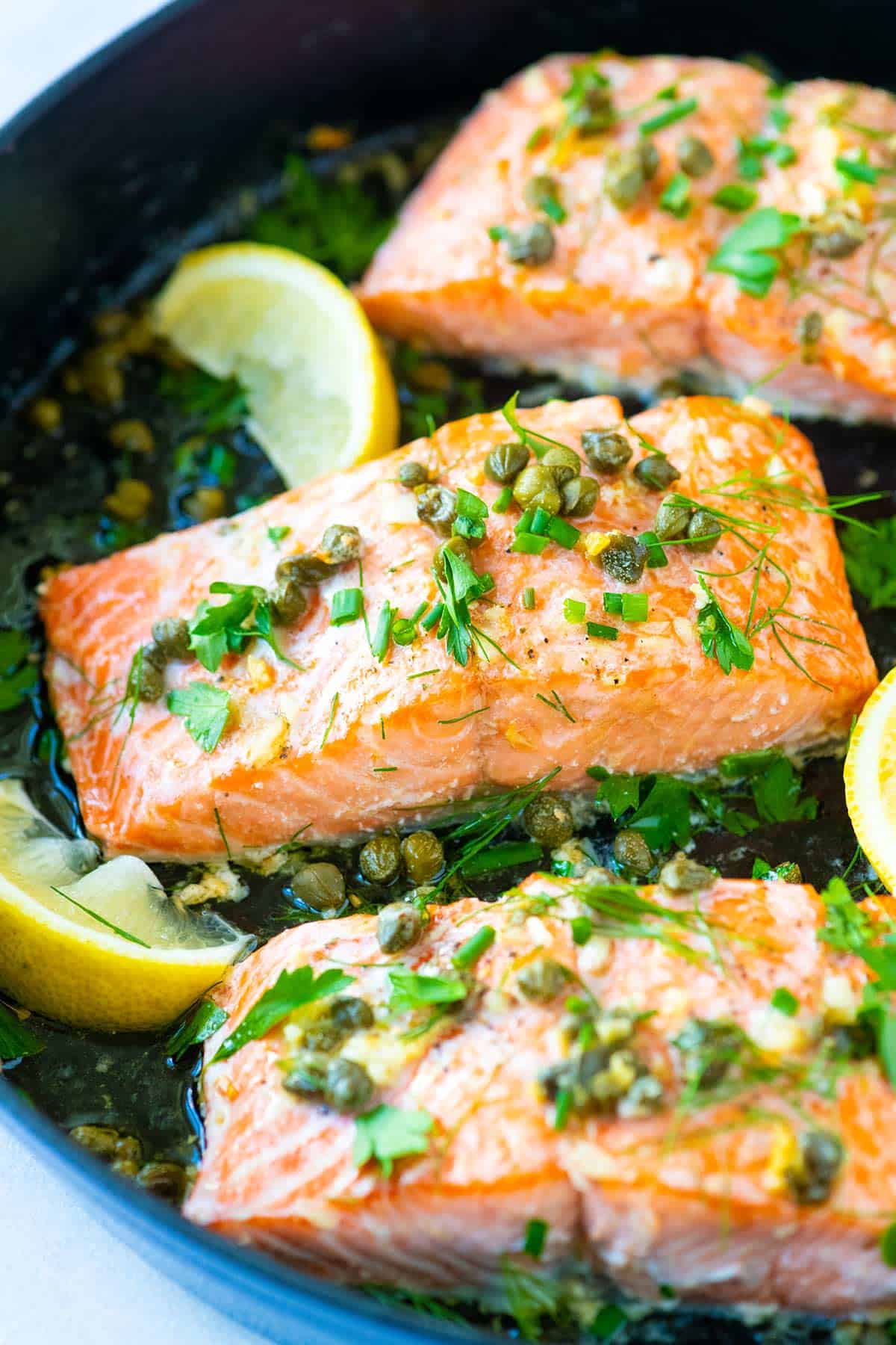 Garlic Caper Butter Baked Salmon