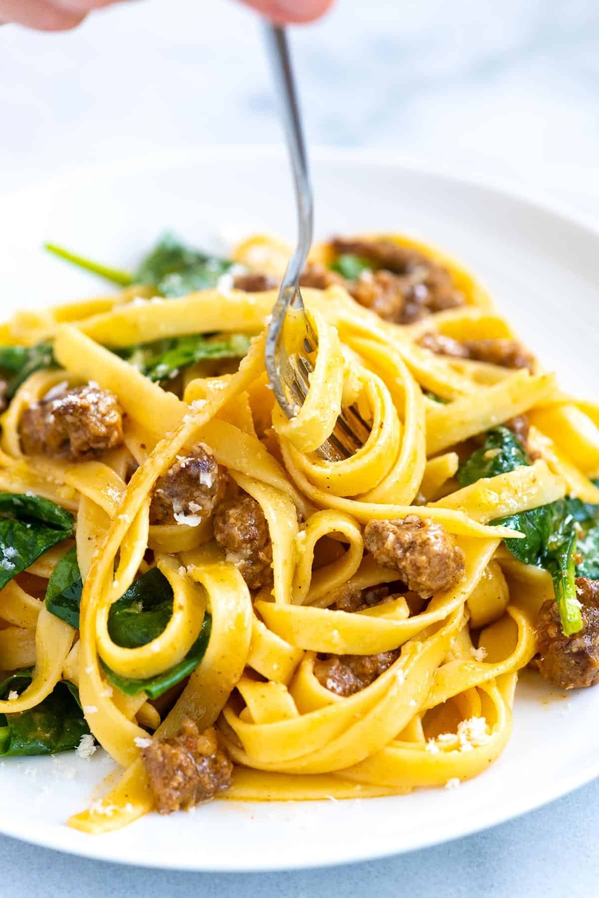 Sausage and Spinach Fettuccine Alfredo Recipe