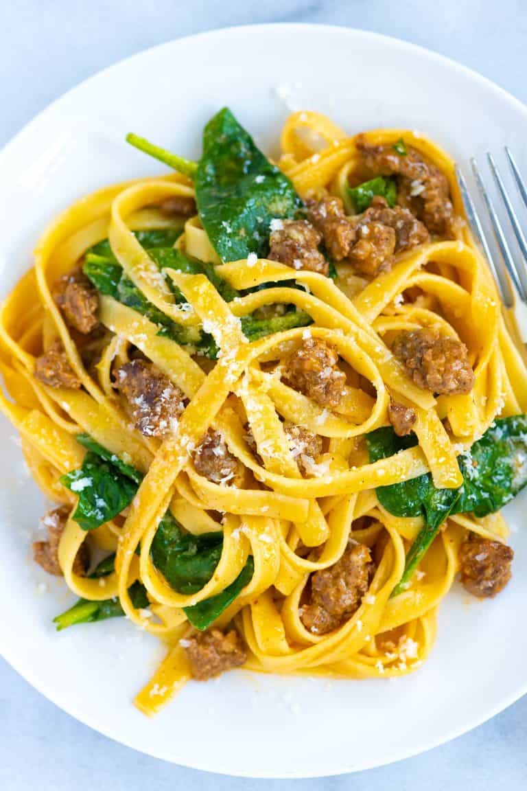 Spinach Sausage Alfredo Pasta Recipe
