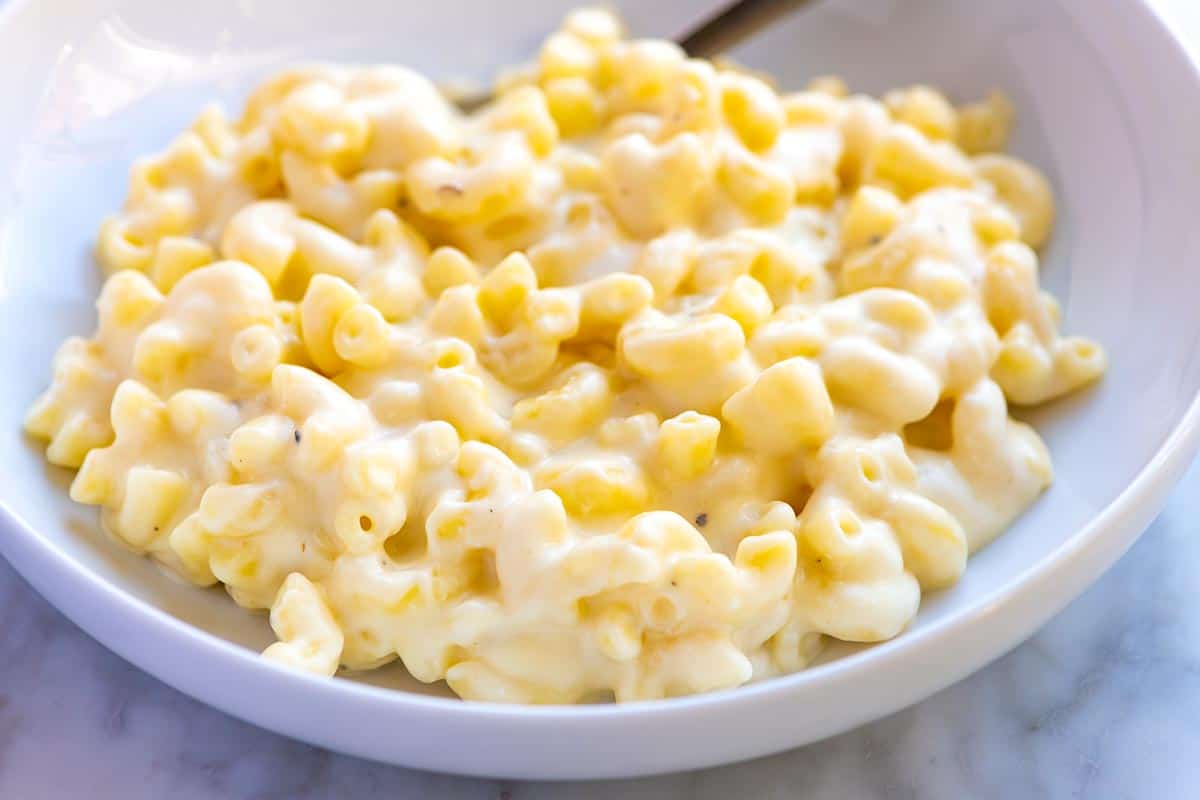 Bowl of creamy homemade mac and cheese