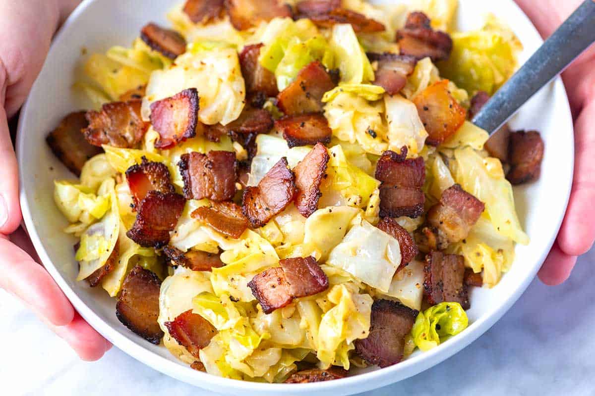 Fried Cabbage with Bacon and Garlic.