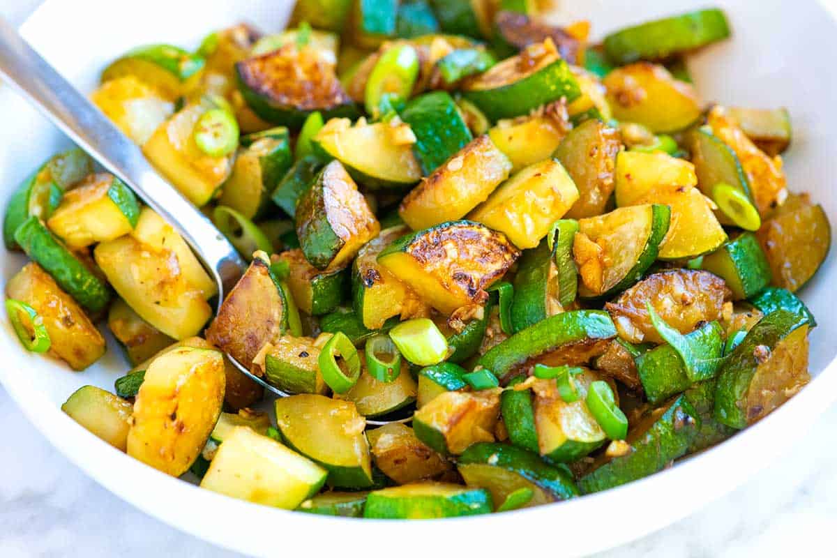 Garlic Butter Sauteed Zucchini.