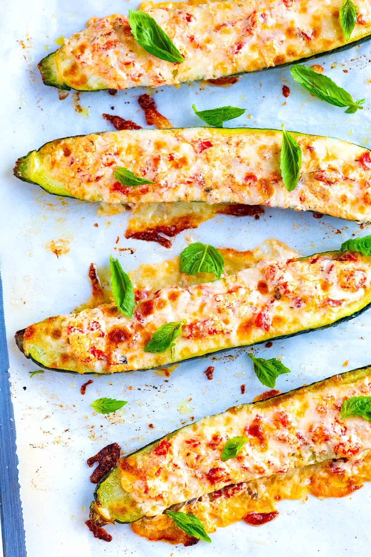 How to Make Cheesy Roasted Red Pepper Stuffed Zucchini Boats