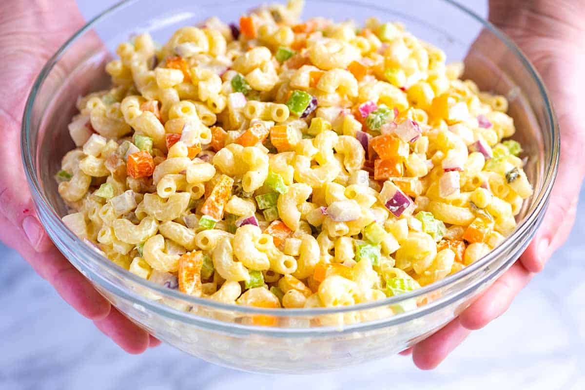 Bowl of creamy macaroni pasta salad