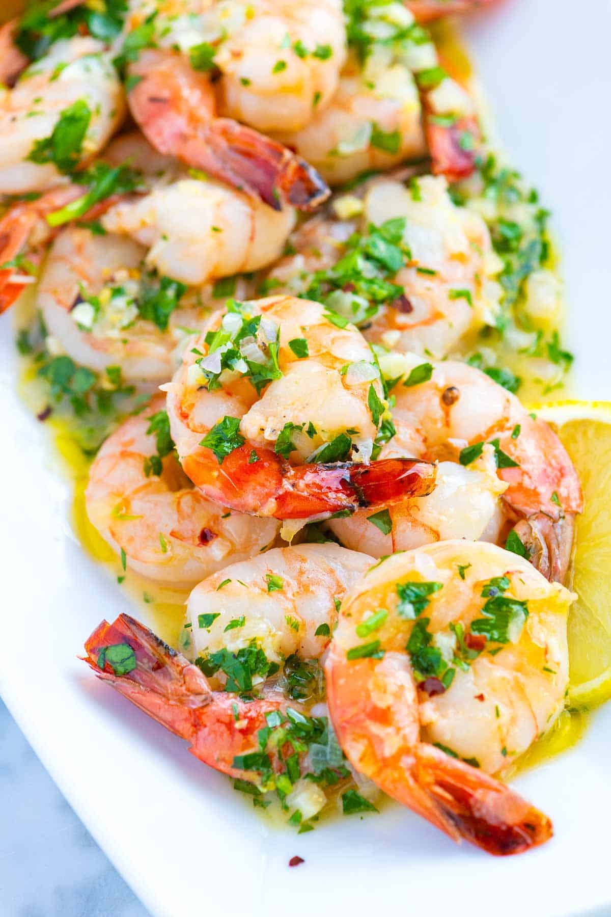 Shrimp scampi with a butter garlic sauce