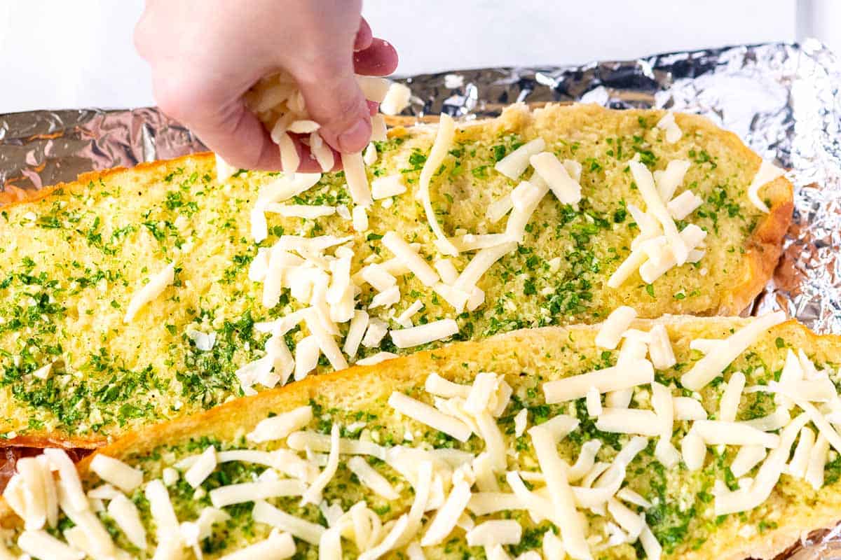 How to Make Garlic Bread: Adding cheese to garlic bread