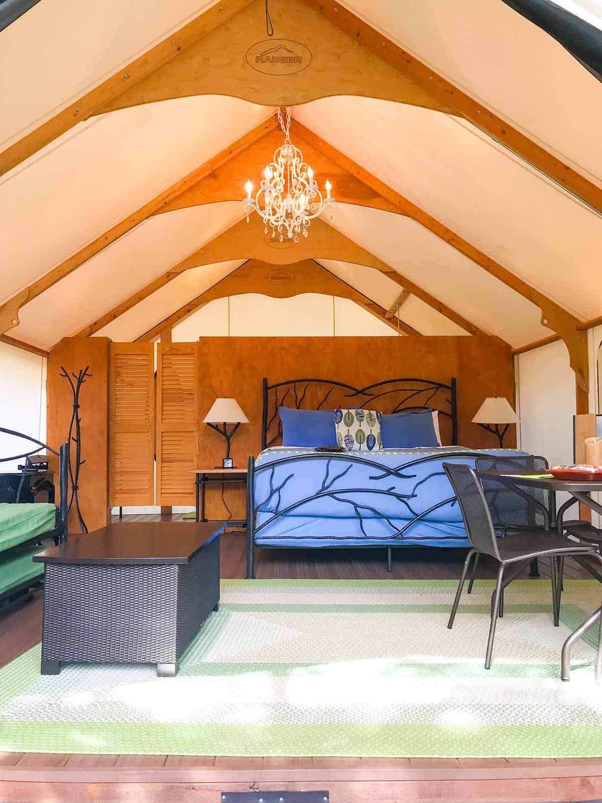 Inside Lakedale Resort Glamping Canvas Cabin