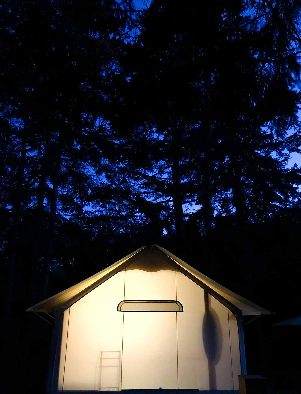 Lakedale Canvas Tent at Night