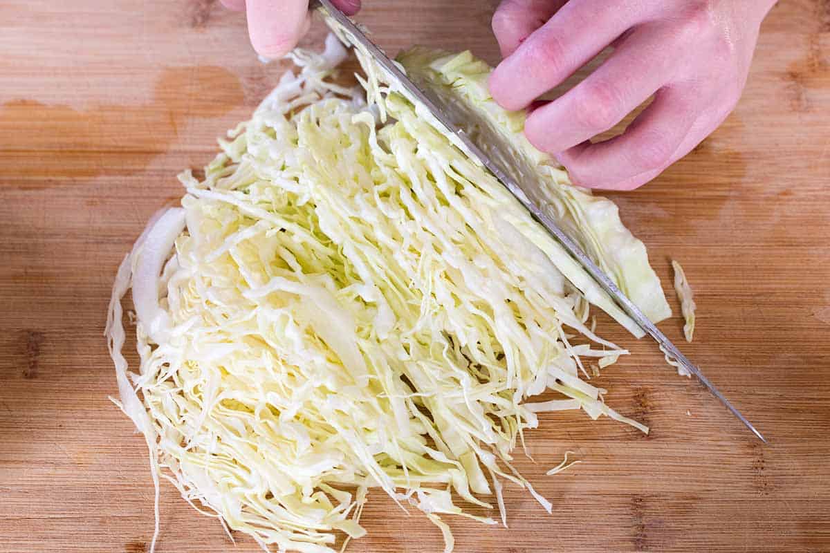 Shredding cabbage for coleslaw