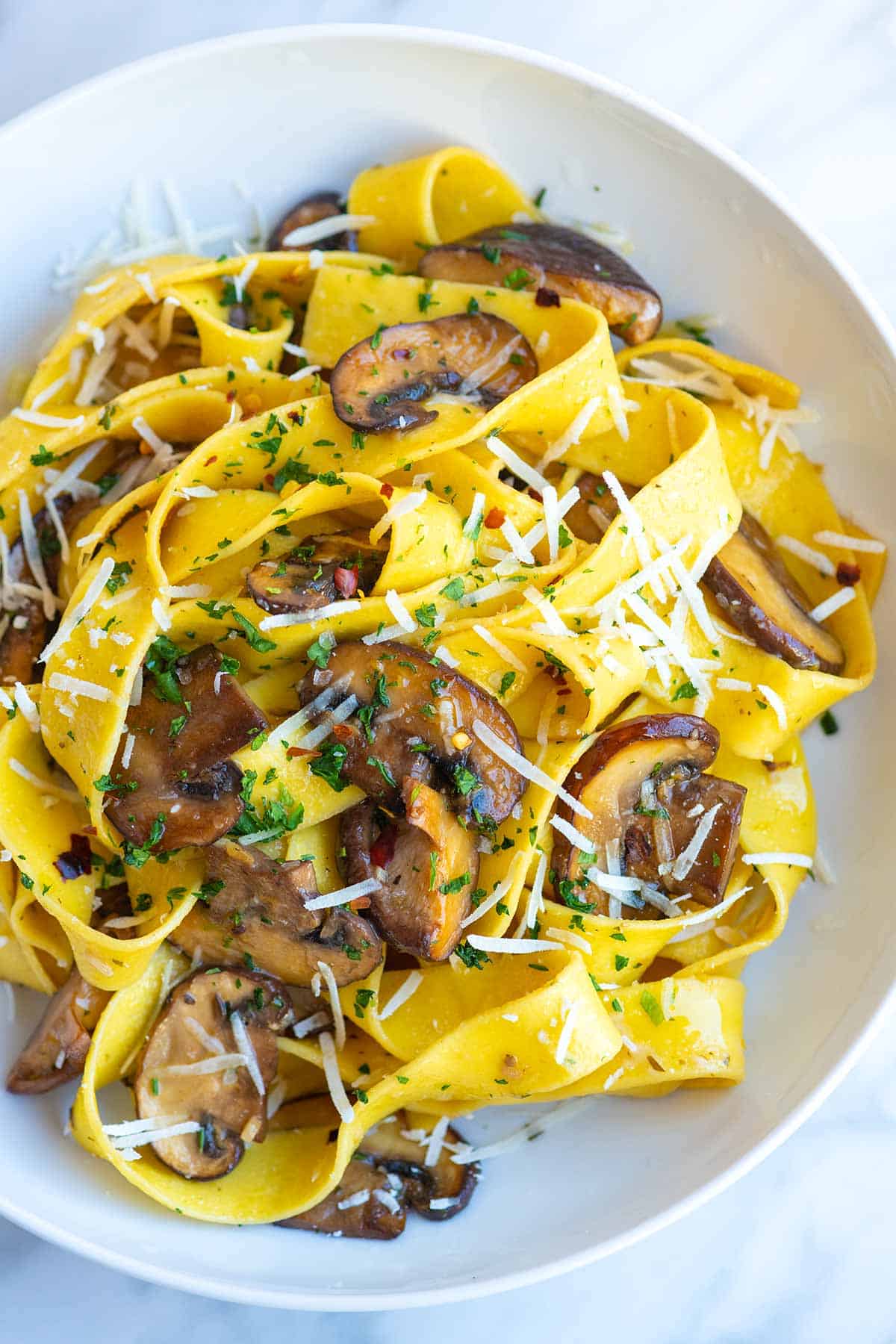 Mushroom Pasta with garlic mushrooms and parmesan