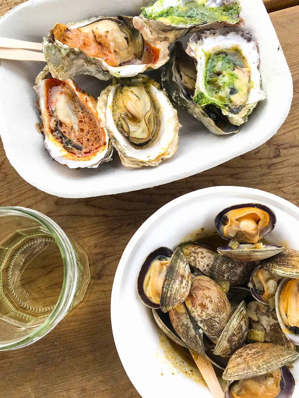 Grilled Oysters and Steamed Clams from Westcott Bay Shelfish