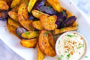 Roasted Fingerling Potatoes Recipe with Craveable Dipping Sauce