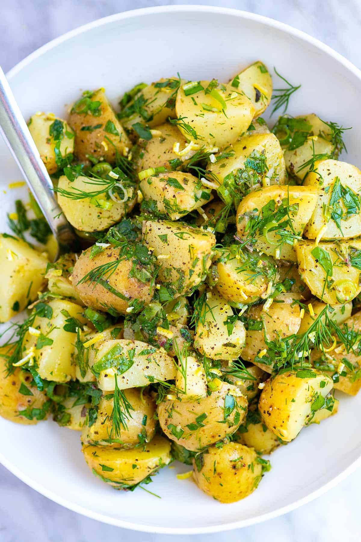 Boiled New Potatoes with Minty Herb Butter