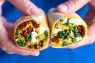 Spinach Feta Breakfast Burritos Recipe