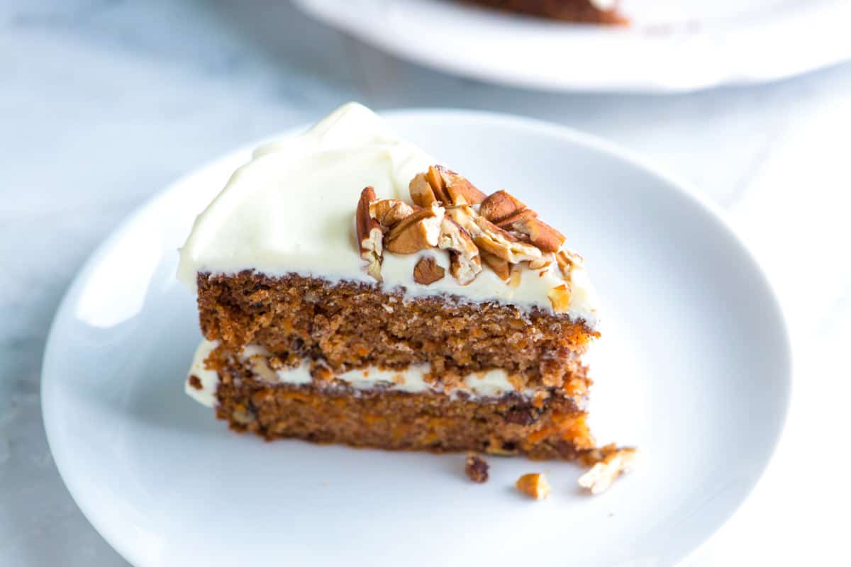 A slice of homemade carrot cake