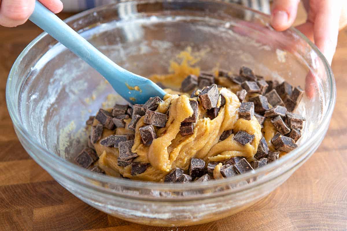 How to Make Chocolate Chip Cookie Dough - Adding the chocolate chips