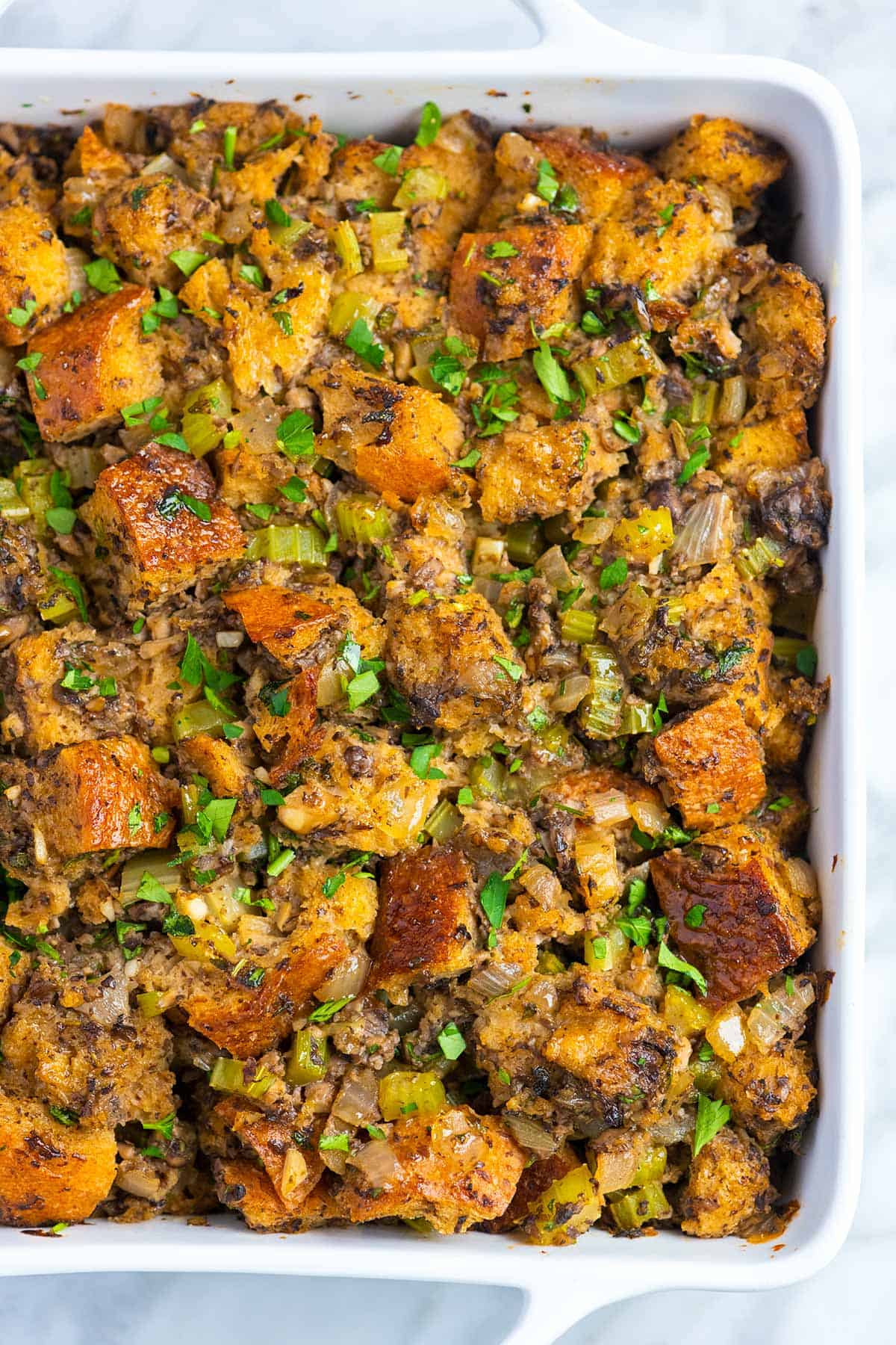 Loaded mushrooms stuffing with fresh mushrooms, onions, sage, and thyme