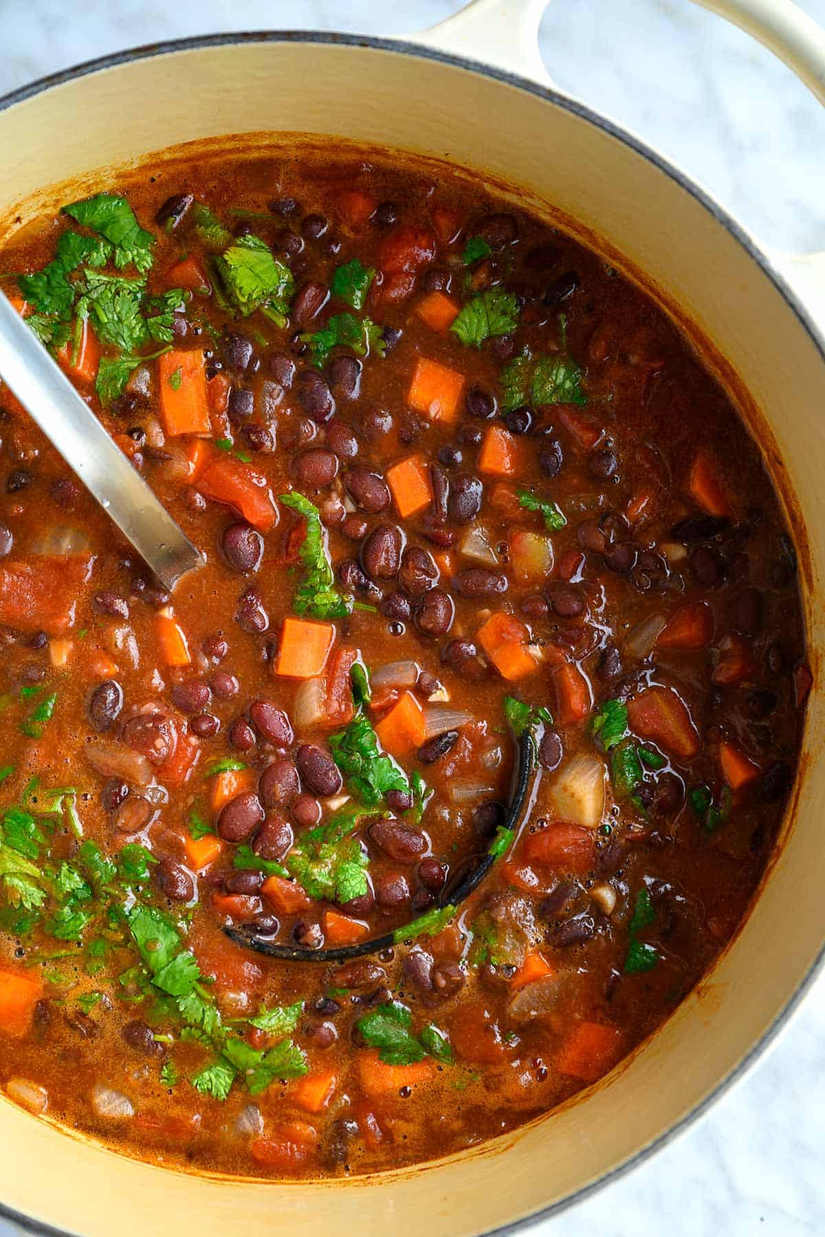 Pot of black bean soup