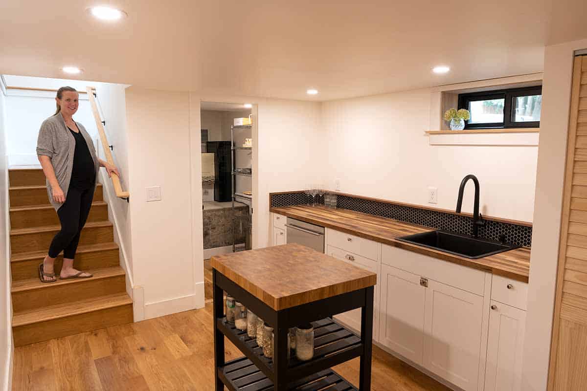 Remodeled kitchenette with wine fridge
