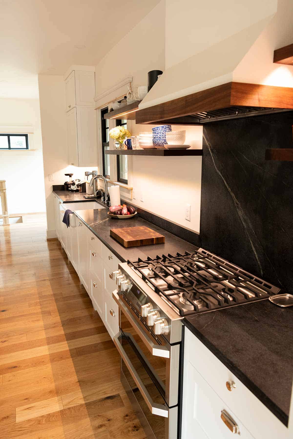 Remodeled kitchen with soapstone countertops