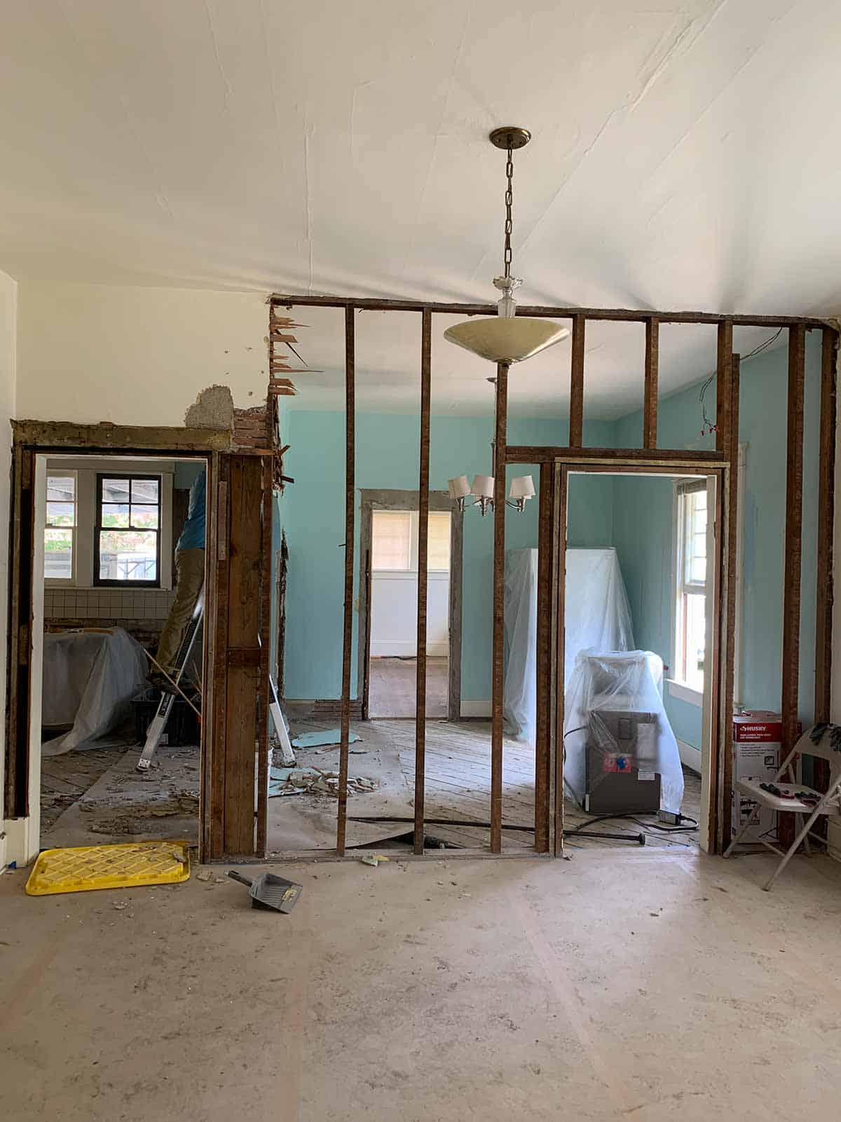 Demoing another wall in the kitchen