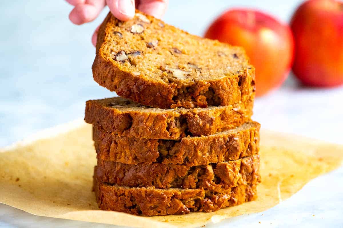 Stacked Slices Homemade Apple Bread