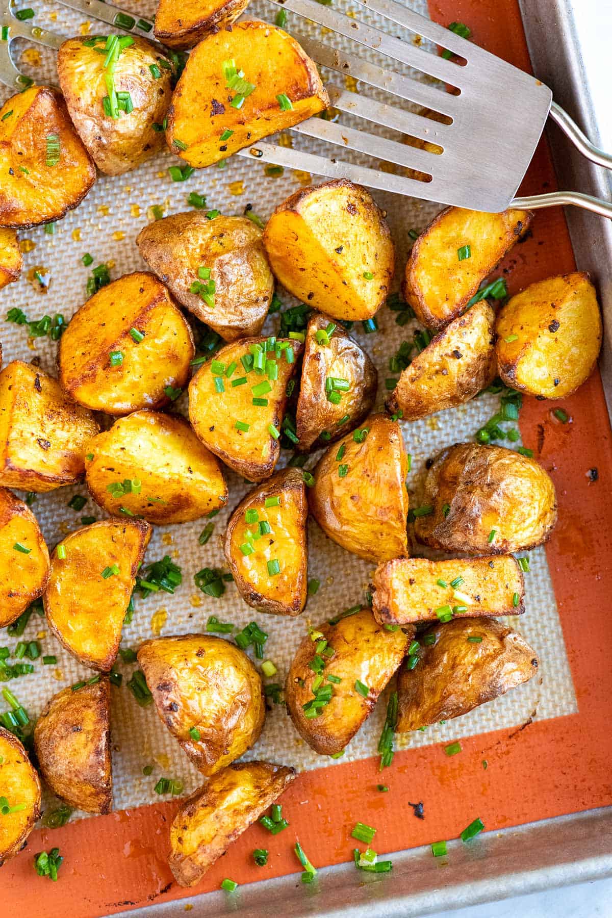 Oven Roasted Potatoes on a baking sheet