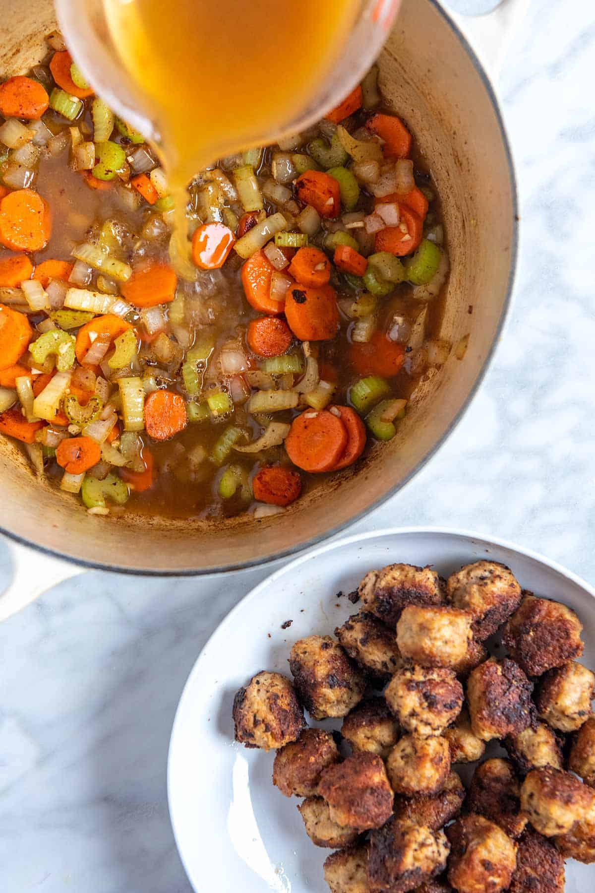 Making Italian wedding soup