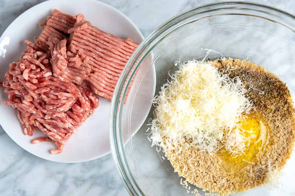 How to Make Italian Wedding Soup: Meatball ingredients in a bowl