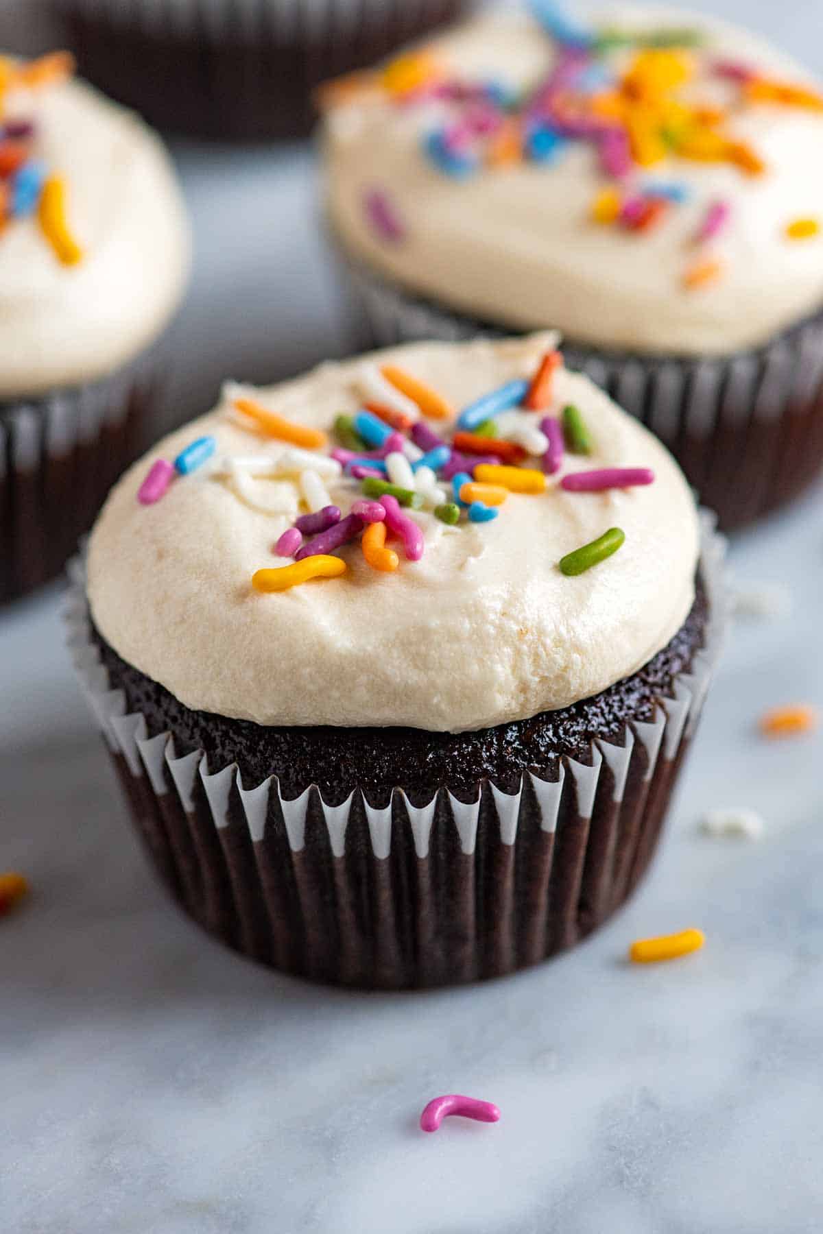 Chocolate Cupcakes that are egg-free, dairy-free and vegan.