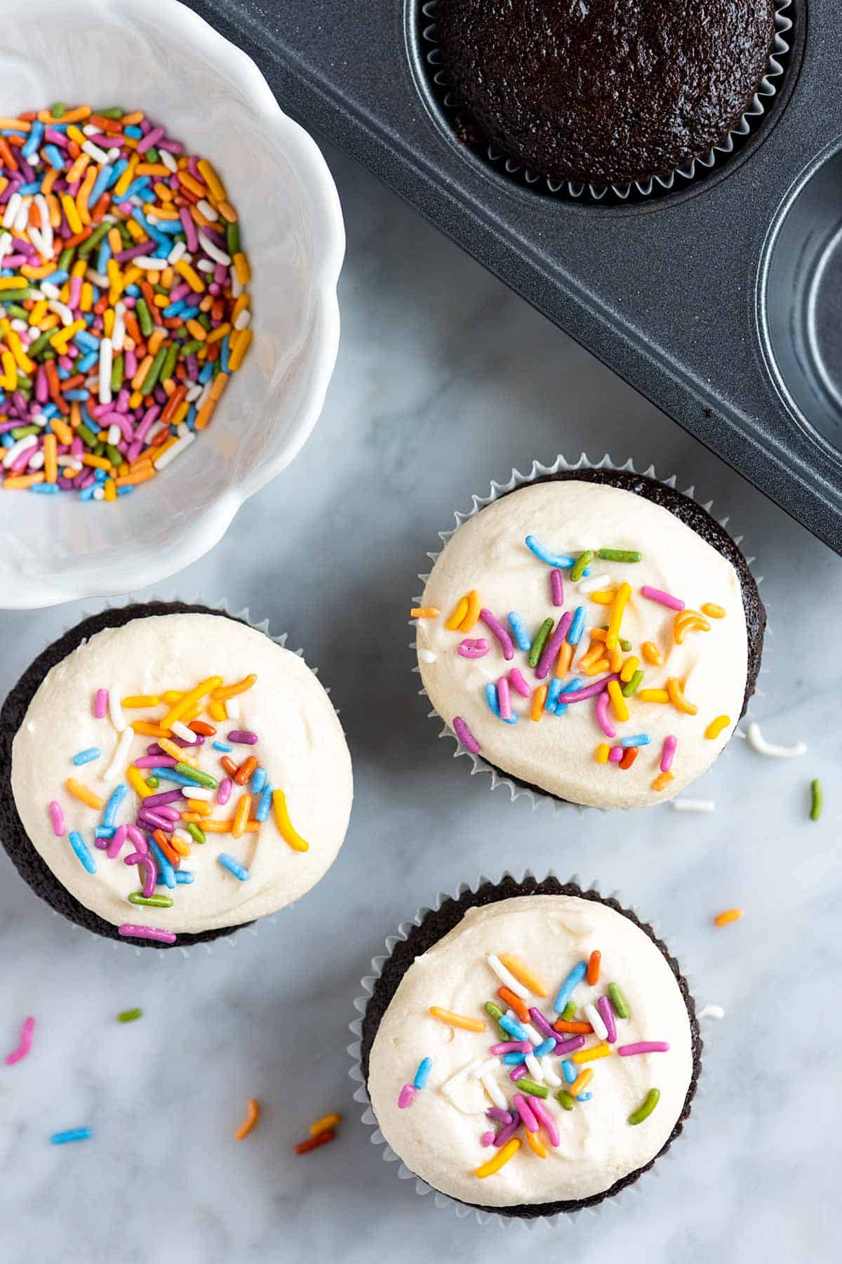 Chocolate cupcakes with a vanilla buttercream