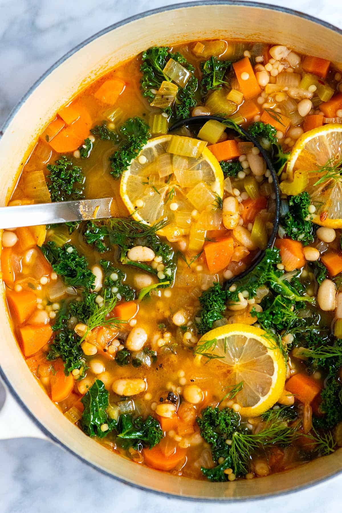 White Bean Soup with vegetables and pasta