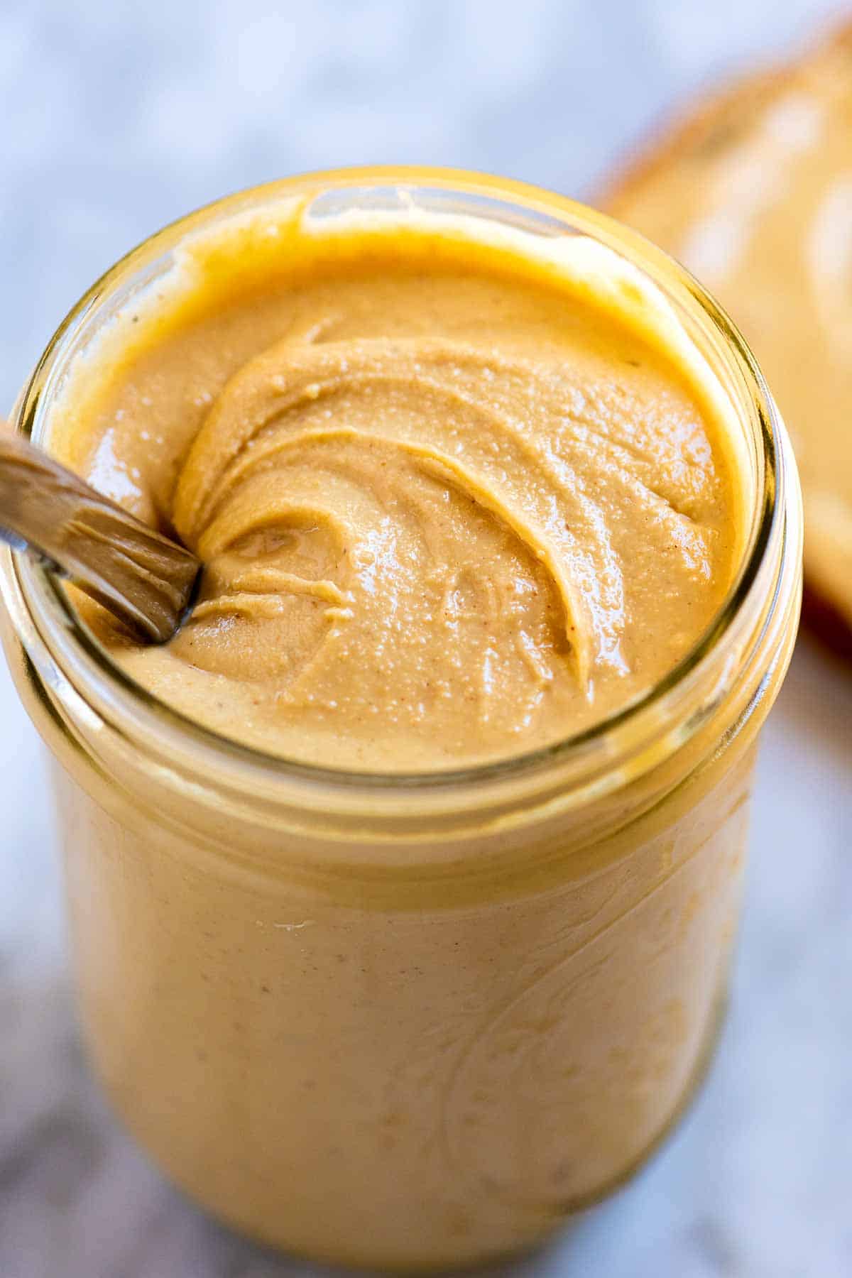 A jar of homemade cashew butter