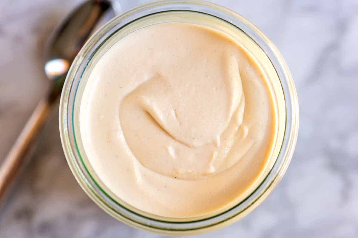 A jar of homemade cashew cream