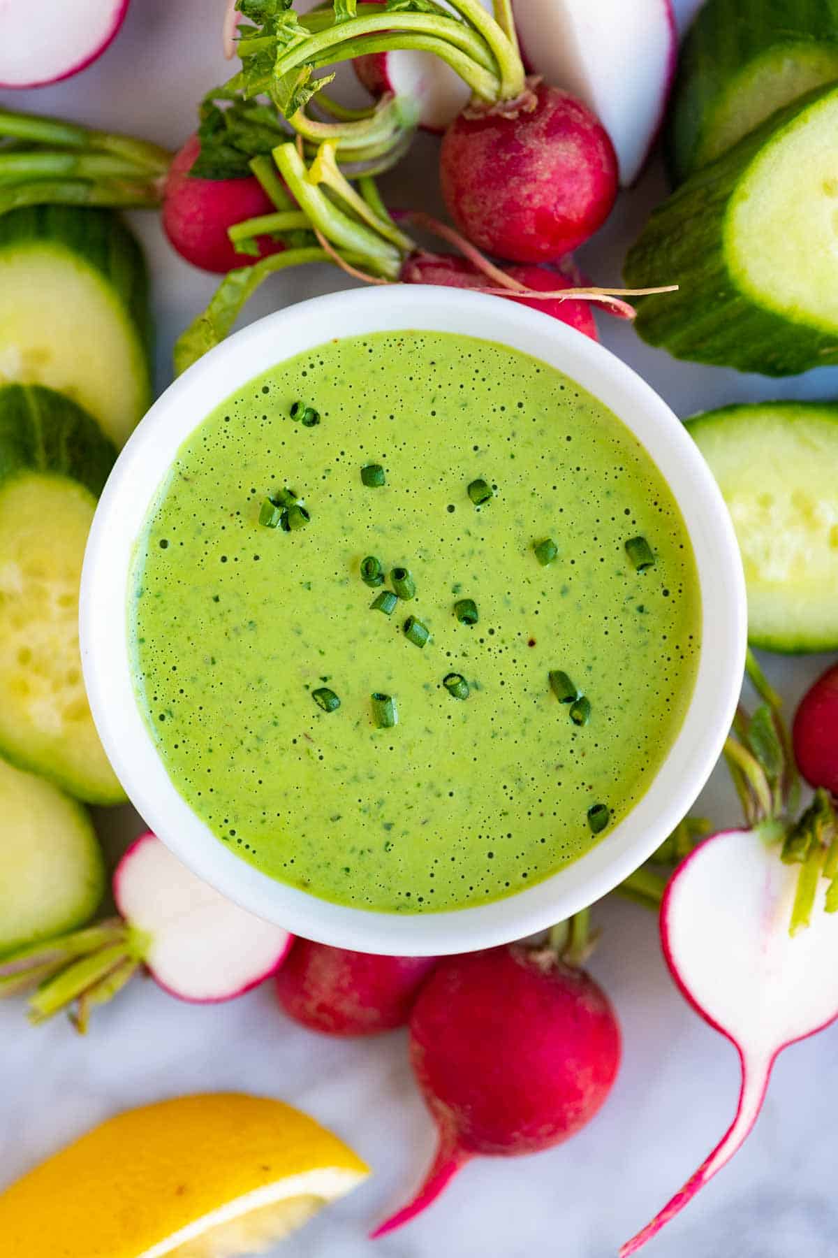 Green goddess dressing with vegetables