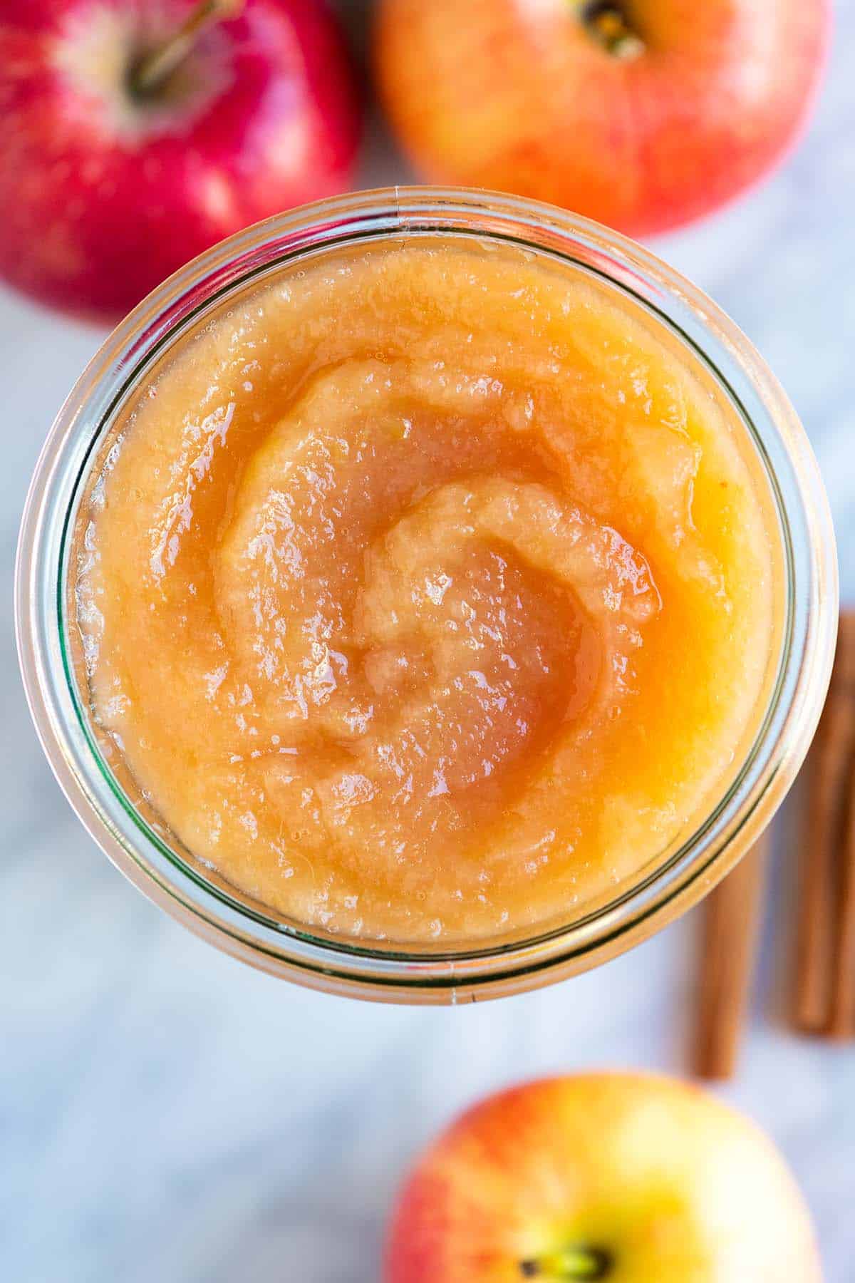 A jar of homemade applesauce