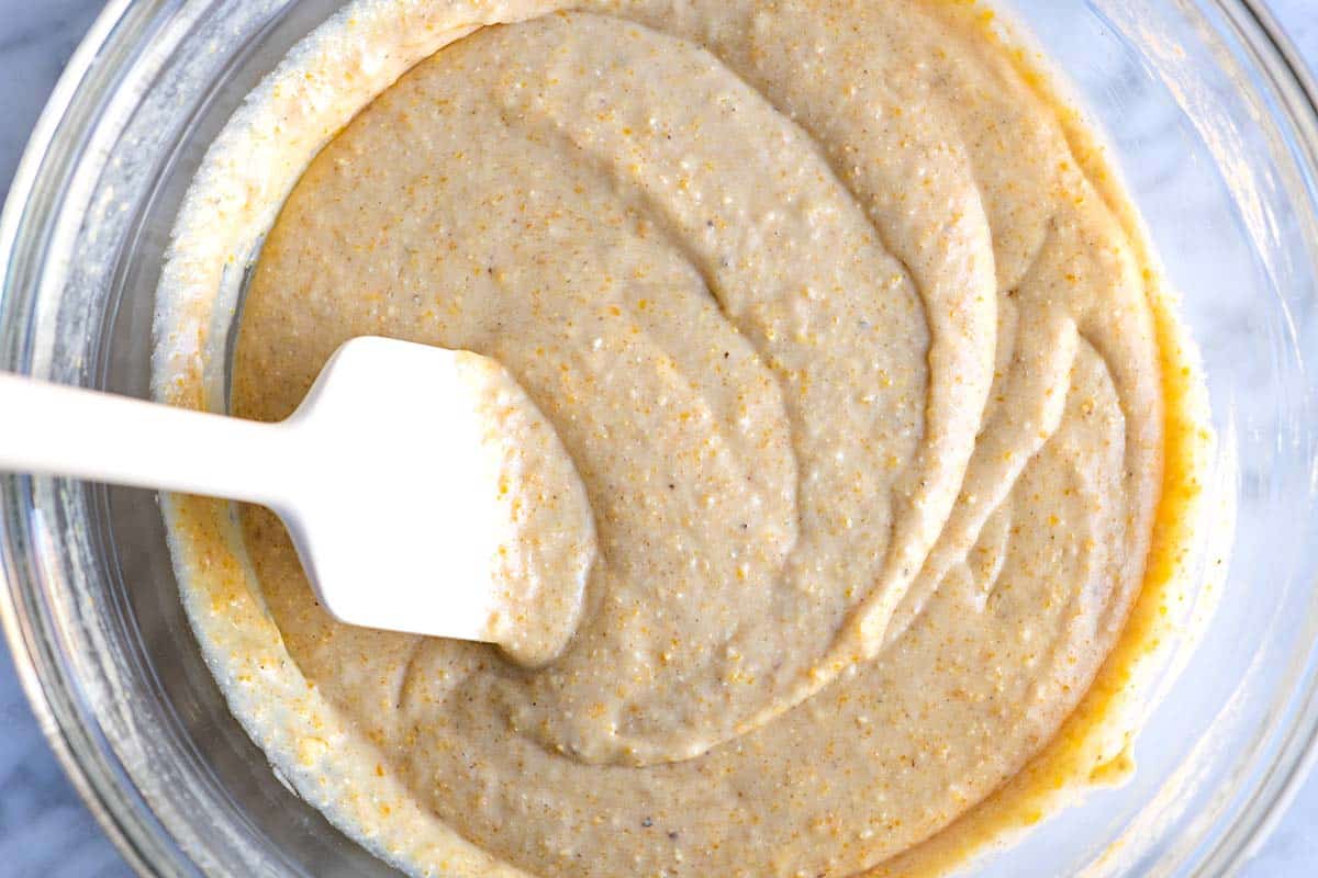 Letting the cornbread batter sit before baking