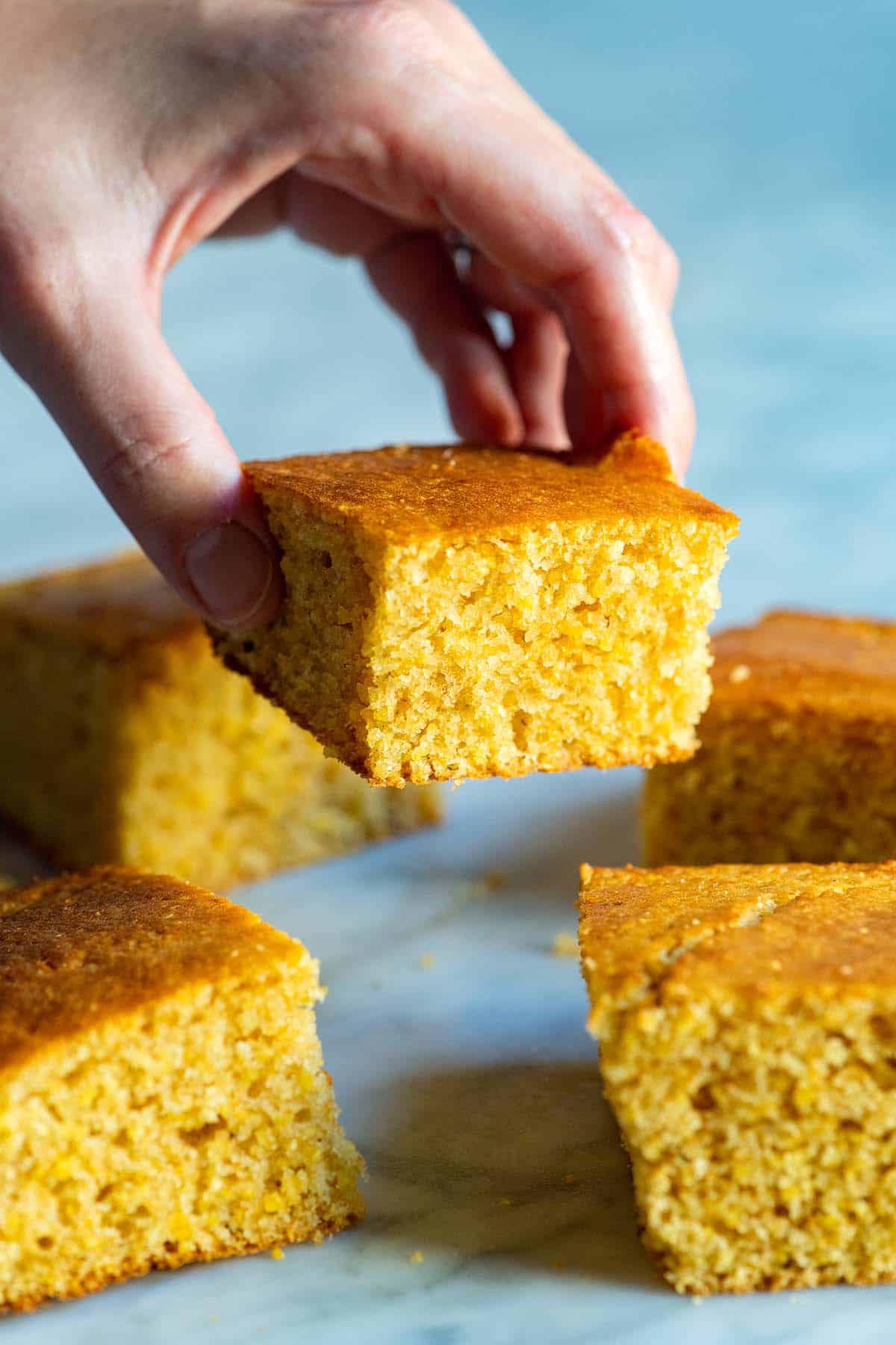 Slices of homemade cornbread