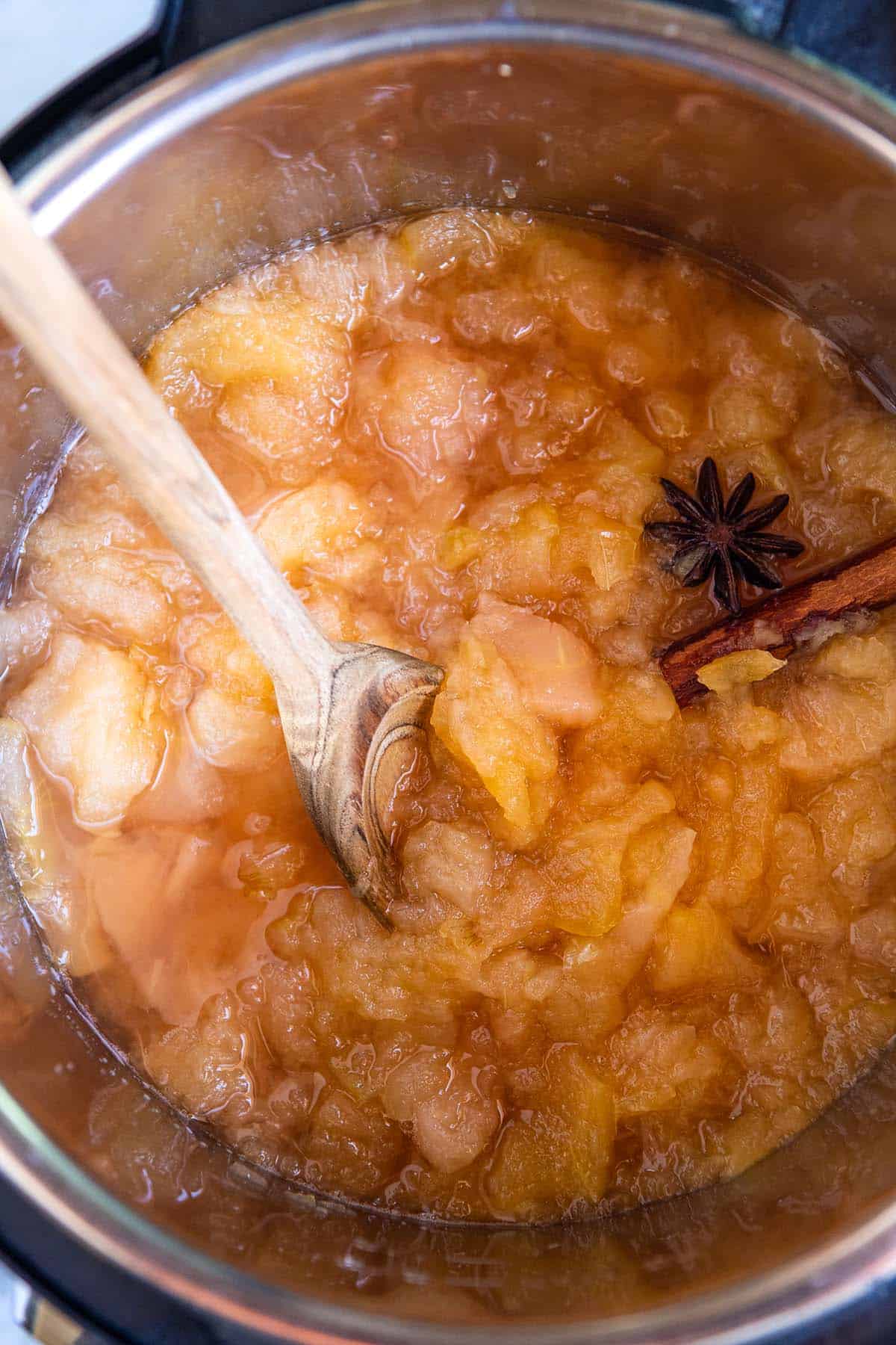 Making applesauce -- Apples after cooking them in an Instant Pot